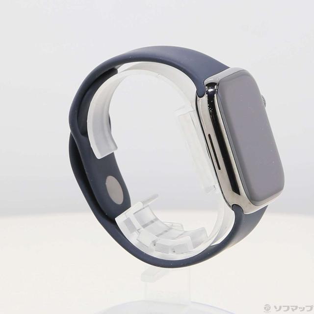(中古)Apple Apple Watch Series 9 GPS + Cellular 45mm グラファイトステンレススチールケース ミッドナイトスポーツバンド(377-ud)_3