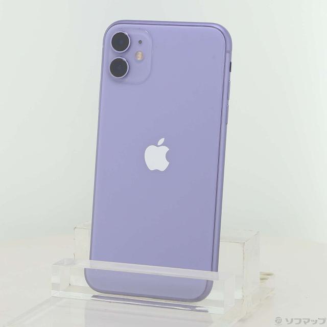 (中古)Apple iPhone11 64GB パープル MWLX2J/A SIMフリー(198-ud)