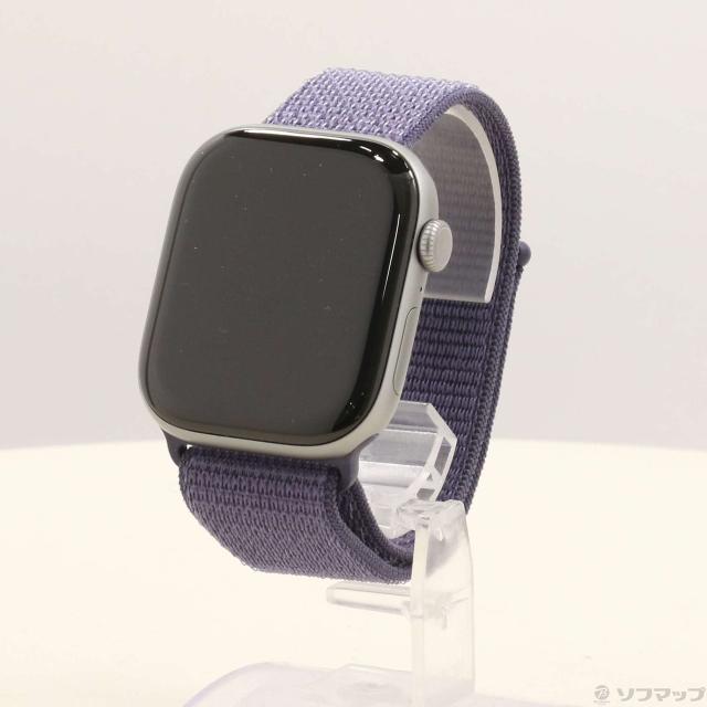 (中古)Apple Apple Watch Series 11 GPS 46mm スペースグレイアルミニウムケース パープルフォグスポーツループ(258-ud)