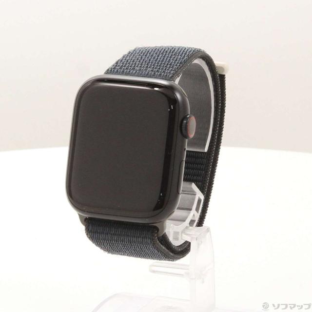 (中古)Apple (展示品) Apple Watch Series 9 GPS + Cellular 45mm ミッドナイトアルミニウムケース ミッドナイトスポーツループ(377-ud)