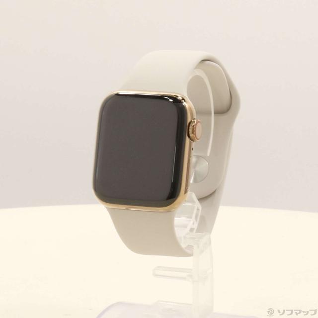 (中古)Apple Apple Watch Series 5 GPS + Cellular 40mm ゴールドステンレススチールケース ストーンスポーツバンド(198-ud)