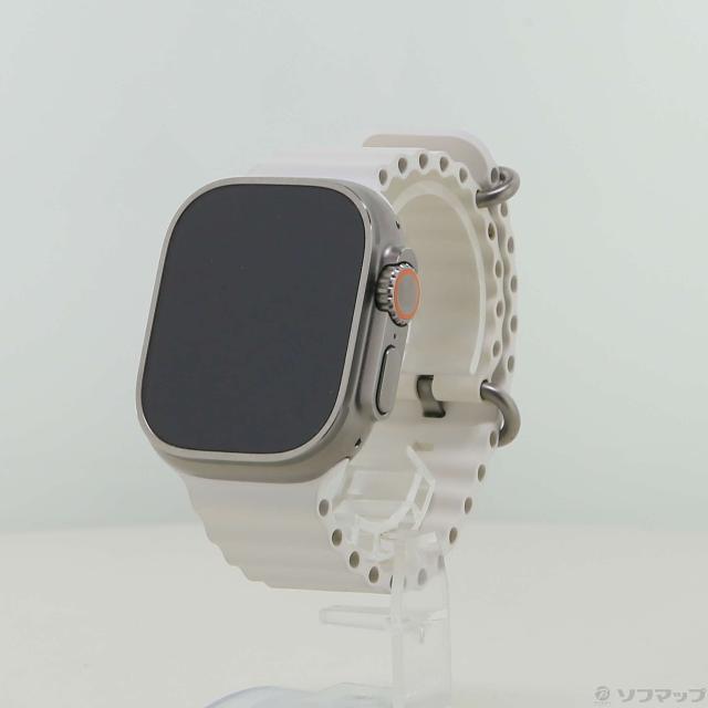 (中古)Apple Apple Watch Ultra GPS + Cellular 49mm チタニウムケース ホワイトオーシャンバンド(198-ud)