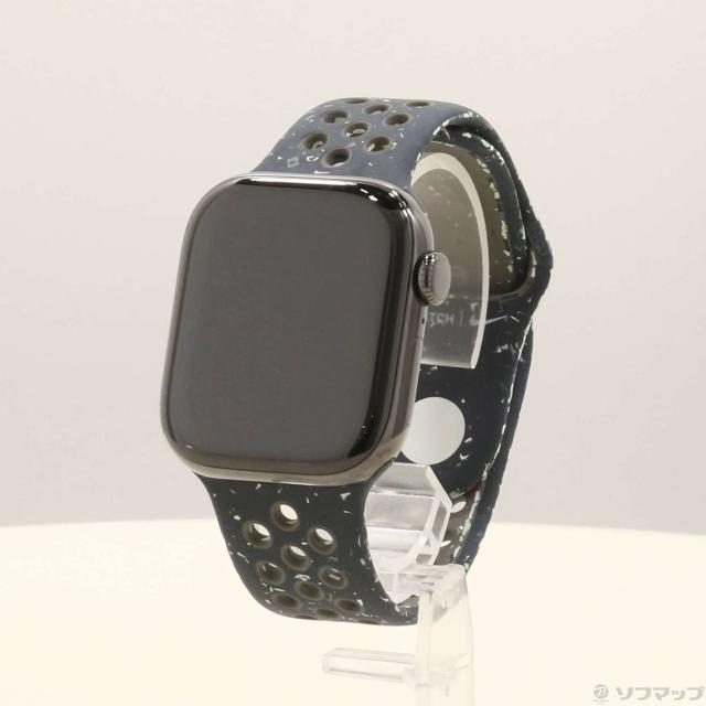 (中古)Apple Apple Watch Series 10 GPS + Cellular 42mm スレートチタニウムケース ミッドナイトスカイNikeスポーツバンド(348-ud)