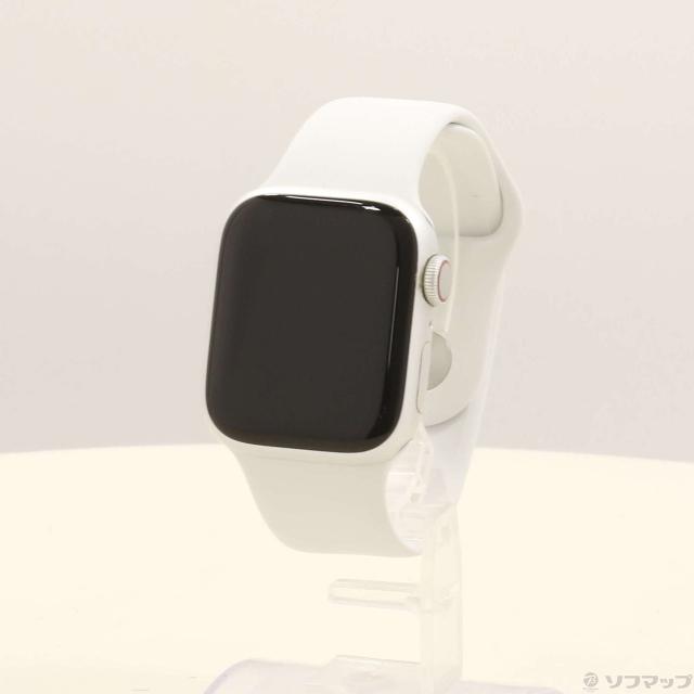 (中古)Apple Apple Watch Series 8 GPS + Cellular 41mm シルバーアルミニウムケース ホワイトスポーツバンド(198-ud)