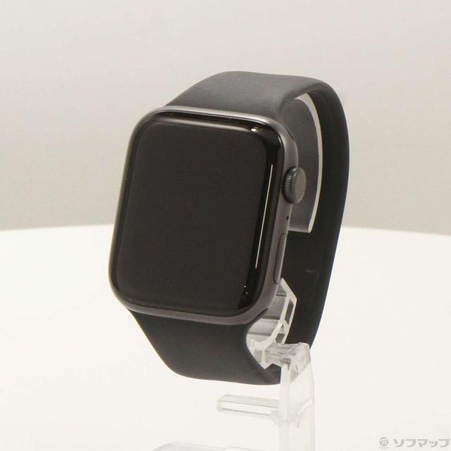 (中古)Apple Apple Watch Series 6 GPS 44mm スペースグレイアルミニウムケース ブラックソロループ(344-ud)