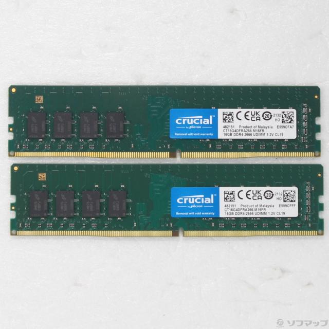 (中古)Crucial CT2K16G4DFRA266 32GB 16GB×2枚組(262-ud)