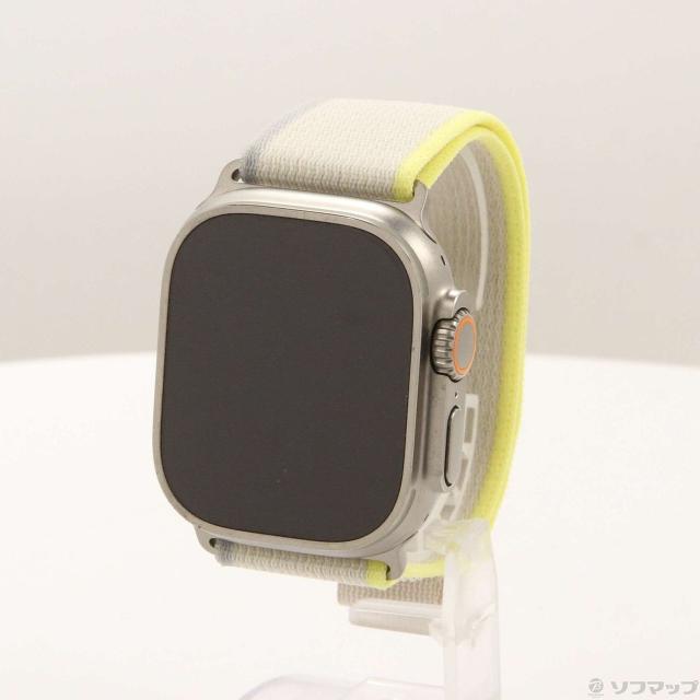 (中古)Apple Apple Watch Ultra GPS + Cellular 49mm チタニウムケース イエロー/ベージュトレイルループ(198-ud)