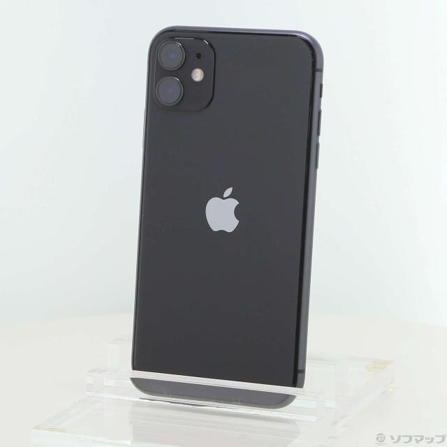 (中古)Apple iPhone11 64GB ブラック MWLT2J/A SIMフリー(352-ud)