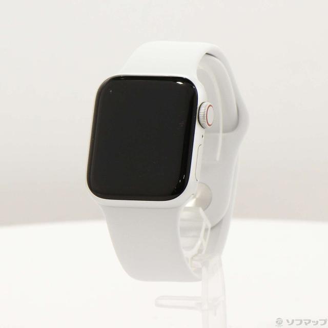 (中古)Apple Apple Watch SE 第2世代 GPS + Cellular 40mm シルバーアルミニウムケース ホワイトスポーツバンド(251-ud)