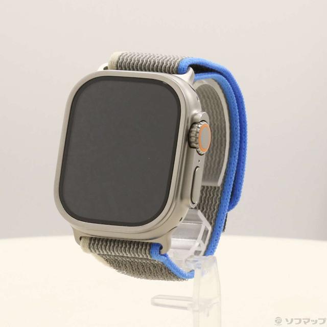 (中古)Apple Apple Watch Ultra GPS + Cellular 49mm チタニウムケース ブルー/グレイトレイルループ(262-ud)
