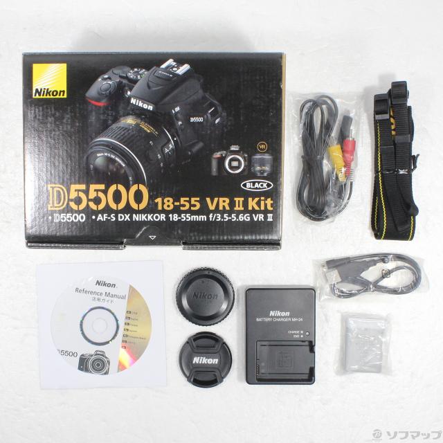 (中古)Nikon NIKON D5500 18-55 VRII 水晶体一揃いの道具 黒いこと(251-ud)