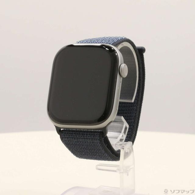 (中古)Apple Apple Watch Series 11 GPS 46mm スペースグレイアルミニウムケース アンカーブルースポーツループ(262-ud)