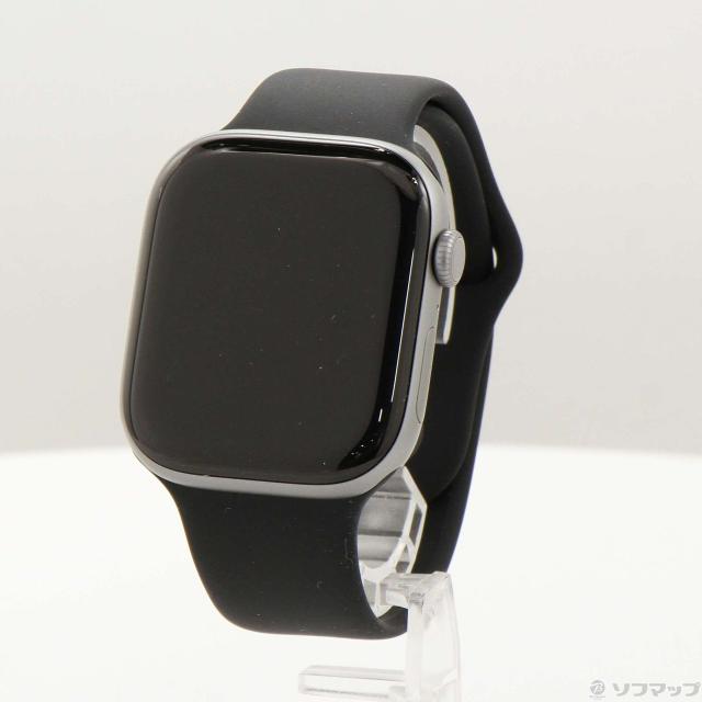 (中古)Apple Apple Watch Series 11 GPS 46mm スペースグレイアルミニウムケース ブラックスポーツバンド(348-ud)