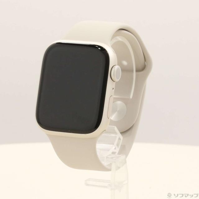 (中古)Apple Apple Watch Series 8 GPS 45mm スターライトアルミニウムケース スターライトスポーツバンド(344-ud)