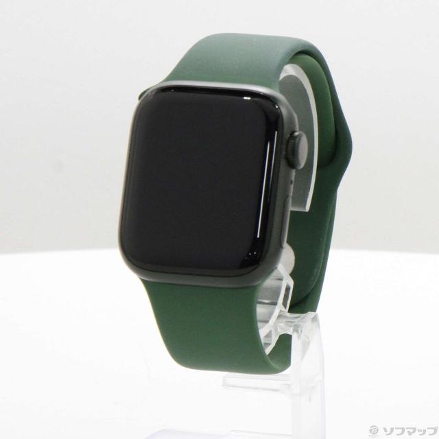 (中古)Apple Apple Watch Series 7 GPS 41mm グリーンアルミニウムケース クローバースポーツバンド(344-ud)