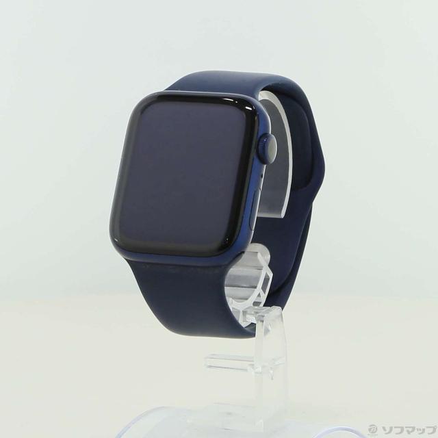 (中古)Apple Apple Watch Series 6 GPS 44mm ブルーアルミニウムケース ディープネイビースポーツバンド(269-ud)