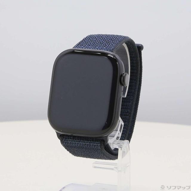 (中古)Apple Apple Watch Series 10 GPS 46mm ジェットブラックアルミニウムケース インクスポーツループ(377-ud)