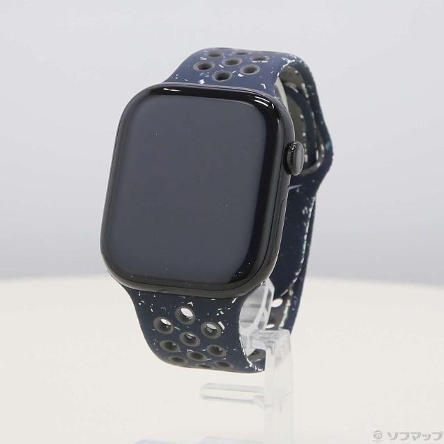 (中古)Apple Apple Watch Series 10 GPS 46mm ジェットブラックアルミニウムケース ミッドナイトスカイNikeスポーツバンド(258-ud)