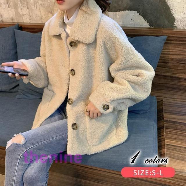 ファーコート 毛皮コート モコモコ 暖かいアウター 新品 厚手 ゆとり 前開き 韓国風 防寒着 カジュアル 秋 冬 通勤 着痩せの通販は