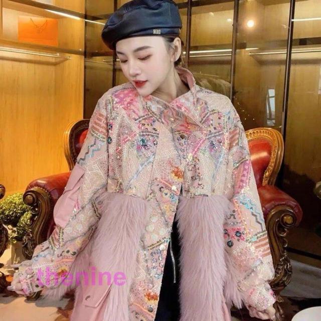 レディースファッション ヨーロッパの商品の冬の新しい長い毛皮の女性ファッション重いスパンコール トカ ウール 1 つ暖かいジャケットの大人の通勤の通販は