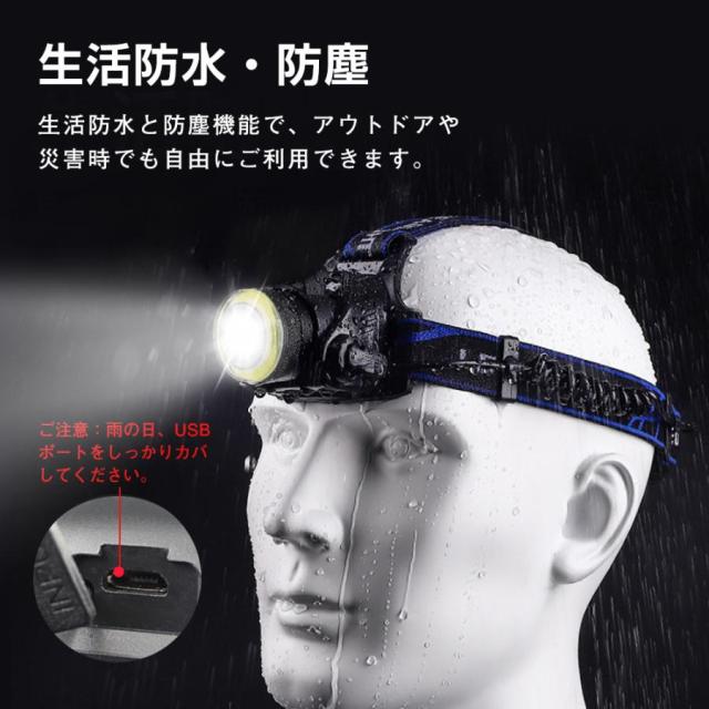 ヘッドライト ヘッドランプ ledヘッドライト 最強5200ルーメン USB充電 90°調整 ズーム式 集光散光切替 軽量 防水防災 夜釣り 作業 地震 停電 非常時用 2063