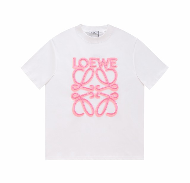 LOEWE ロエベ 刺繍蛍光ピンク半袖Tシャツ並行輸入品の通販はau PAY