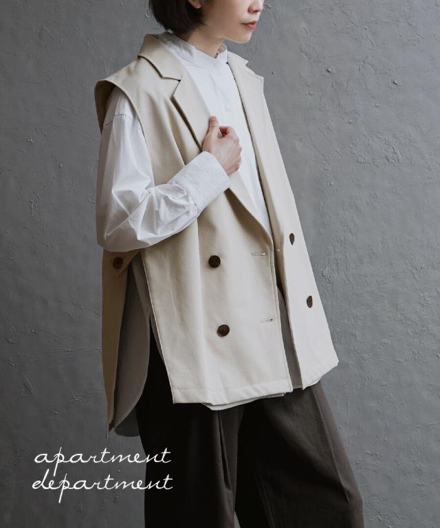 ベスト レディース / トップス ジレ テーラードベスト ジャケットベスト 羽織り ゆったり 春 ◆apartment department（アパートメントデパートメント）：カルゼテーラーデザイン タックベスト_1