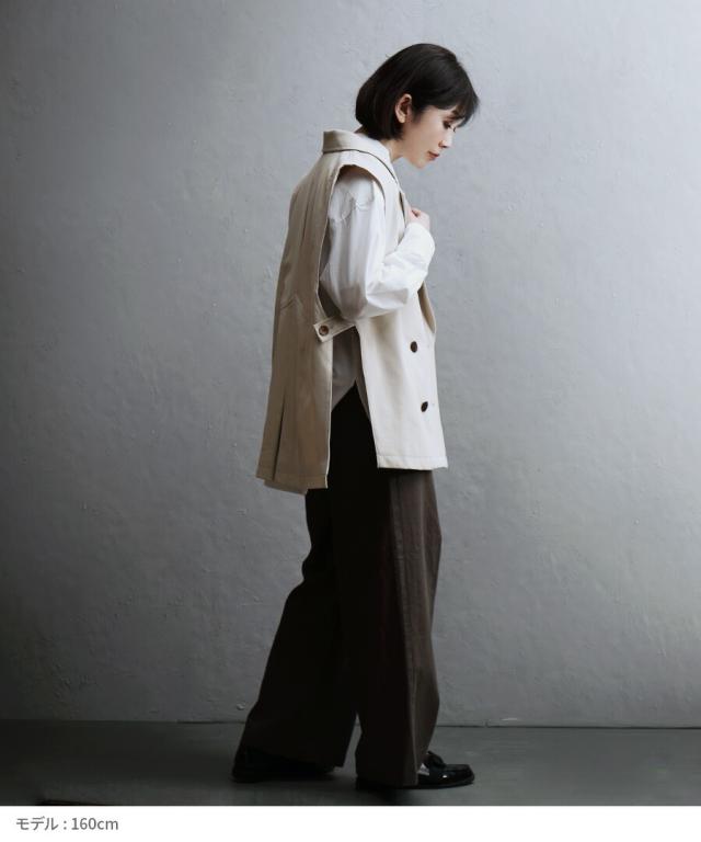 ベスト レディース / トップス ジレ テーラードベスト ジャケットベスト 羽織り ゆったり 春 ◆apartment department（アパートメントデパートメント）：カルゼテーラーデザイン タックベスト_3