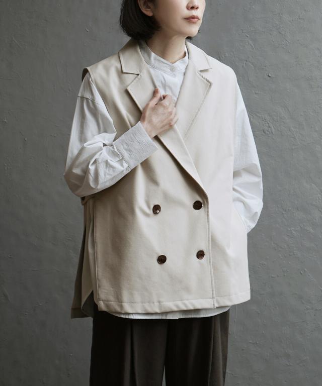 ベスト レディース / トップス ジレ テーラードベスト ジャケットベスト 羽織り ゆったり 春 ◆apartment department（アパートメントデパートメント）：カルゼテーラーデザイン タックベスト_8