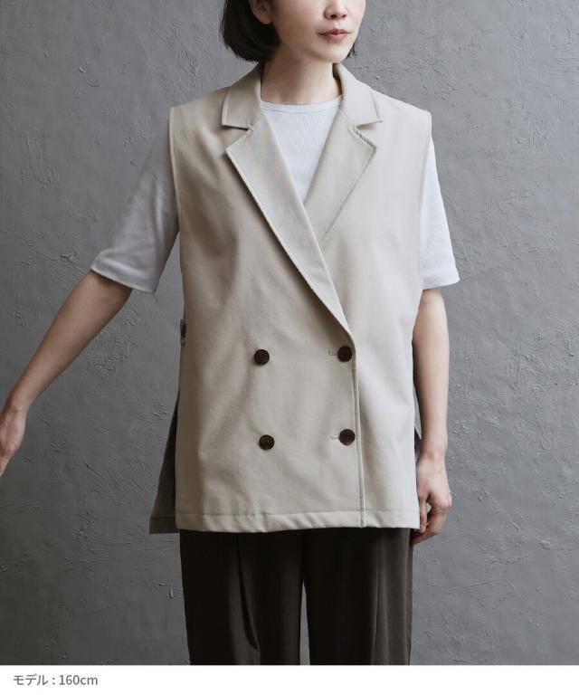 ベスト レディース / トップス ジレ テーラードベスト ジャケットベスト 羽織り ゆったり 春 ◆apartment department（アパートメントデパートメント）：カルゼテーラーデザイン タックベスト_9