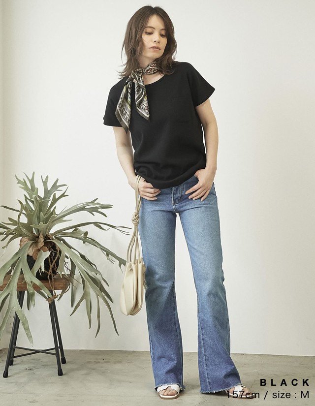 コットンワッフル胸ポケットtシャツ レディース トップス Tシャツ カットソー 綿 ワッフル サーマル 半袖 クルーネック バックロングの通販はau Pay マーケット Re Edit リエディ