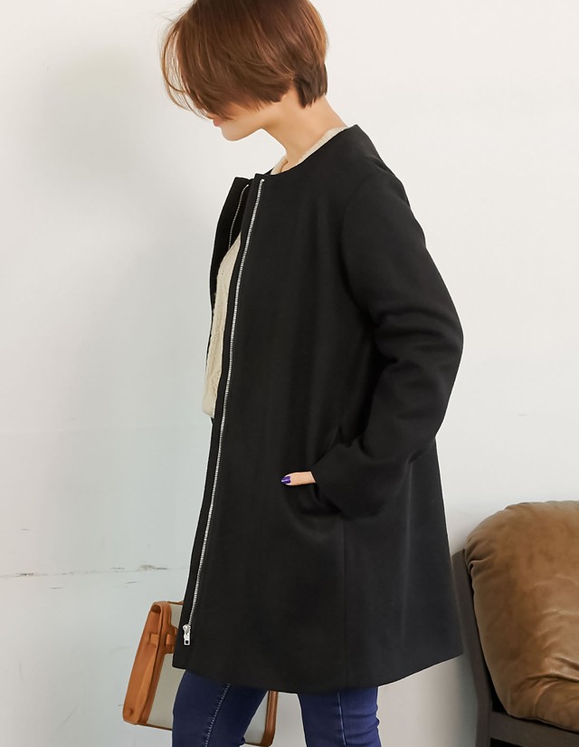 ウールタッチノーカラーハーフコート レディース コート ノーカラー ハーフコート ウールタッチ カラーコート スプリングコート メルトンの通販はau Pay マーケット Re Edit リエディ