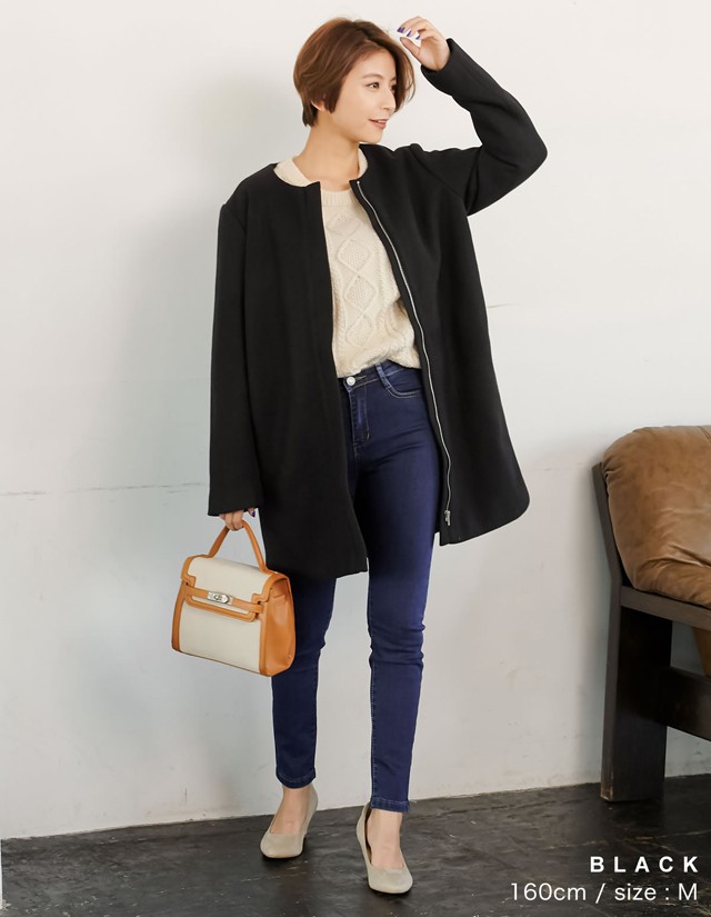 ウールタッチノーカラーハーフコート レディース コート ノーカラー ハーフコート ウールタッチ カラーコート スプリングコート メルトンの通販はau Pay マーケット Re Edit リエディ