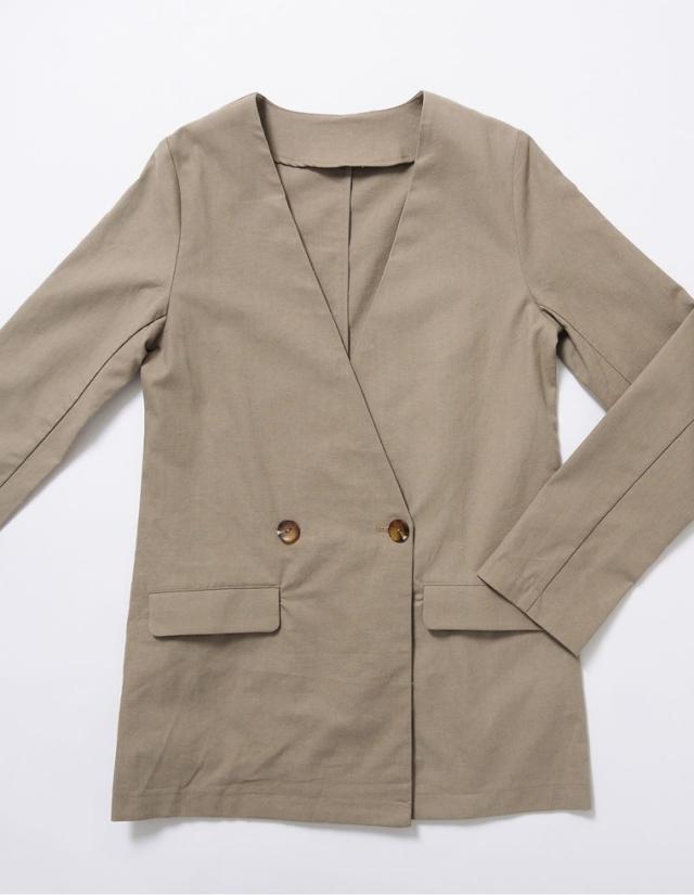 綿麻ノーカラージャケット レディース ジャケット ノーカラージャケット ノーカラー リネン混 綿混 コットンブレンド レーヨン混の通販はau Pay マーケット Re Edit リエディ