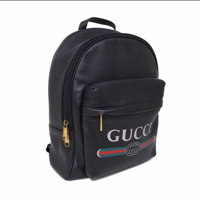 ブランド雑貨総合 黒レザー グッチ 【美品・鑑定済み】GUCCI プリント 