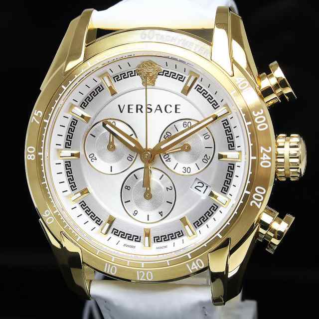 未使用 展示品）ヴェルサーチ VERSACE 型押しカーフレザー V-RAY