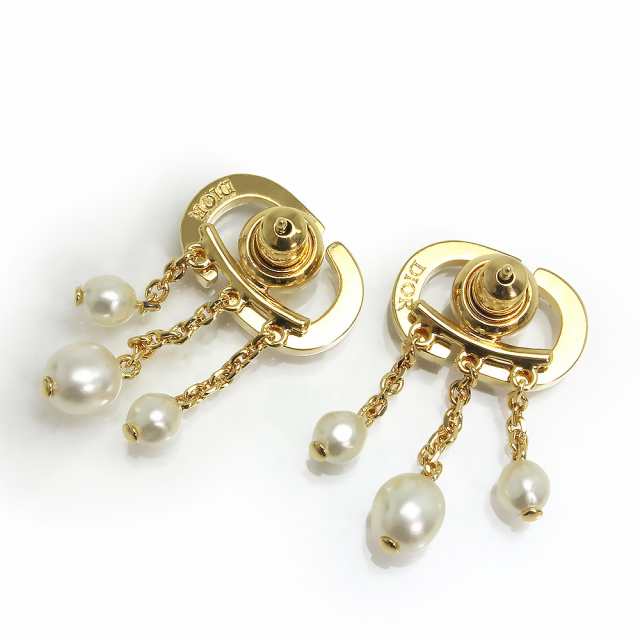 DIOR ディオール パール ラインストーン ピアス ホワイト 日本ショップ ...