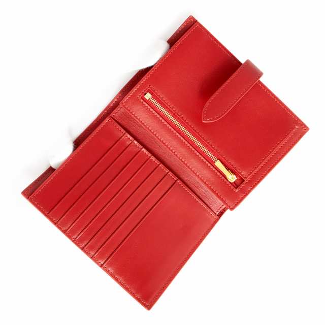 （新品・未使用品）セリーヌ CELINE ミディアム ストラップ ウォレット 二つ折り 財布 グレインカーフスキン レザー レッド 赤  10B643BFP｜au PAY マーケット