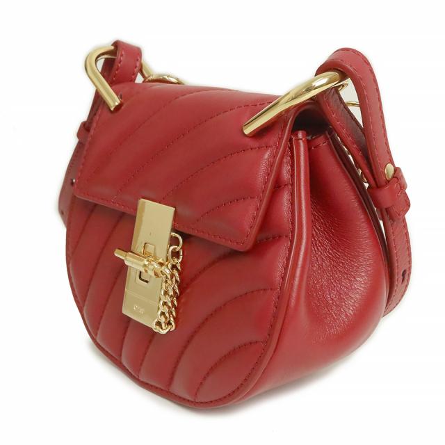 （新品・未使用品）クロエ Chloe ドリュー drew bijou 2WAY ナノショルダーバッグ チェーン ハンドバッグ 斜め掛け キルティングスムースカーフスキン レザー レッド 赤 CHC18US108