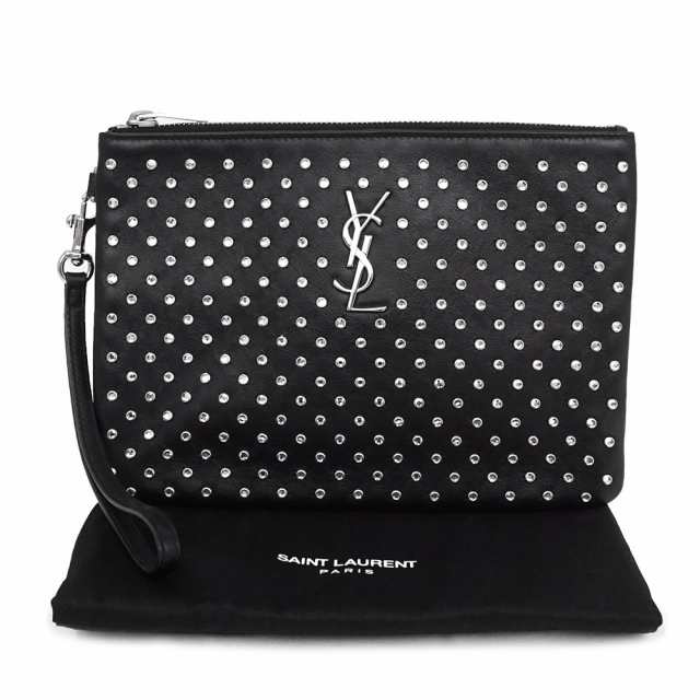 （未使用　展示品）サンローランパリ SAINT LAURENT PARIS スタッズ ビジュー クラッチバッグ セカンドバッグ カーフスキン レザー  ブラ｜au PAY マーケット