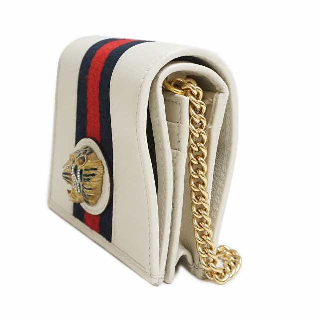 （新品・未使用品）グッチ GUCCI ラジャ タイガー 二つ折り財布 チェーンウォレット レザー キャンバス ホワイト 白 573790 箱付｜au  PAY マーケット