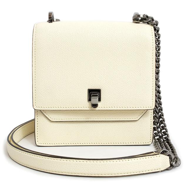 （未使用　展示品）ヴァレクストラ Valextra スプリッツァ スモール チェーン ショルダーバッグ カーフスキン レザー ホワイト 白 V5D55-028