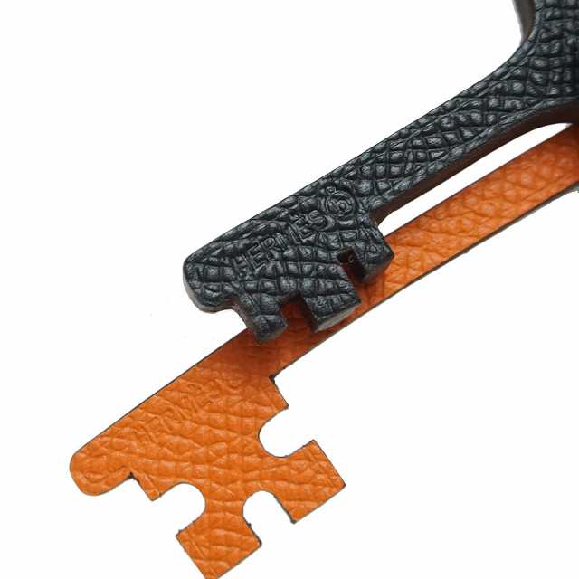 （新品・未使用品）エルメス HERMES プティ アッシュ 鍵 KEY キーホルダー キーリング チャーム ヴォーエプソン レザー ブラック  オレン｜au PAY マーケット