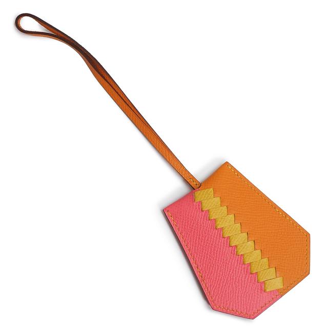 （新品・未使用品）エルメス HERMES チャーム クロシェット クレ グラン トレサージュ キーリング ヴォーエプソン レザー ローズアザレ アプリコット アンバー ピンク オレンジ イエロー C刻印 箱付_4
