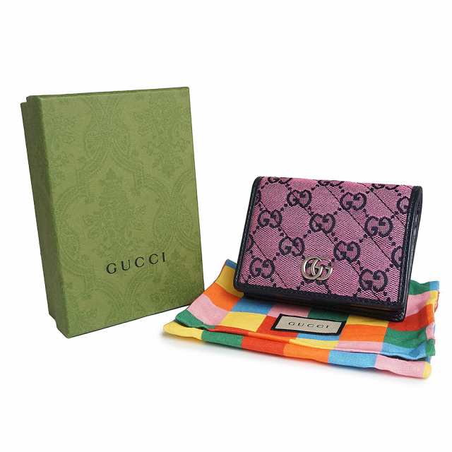 （新品・未使用品）グッチ GUCCI GGマーモント カードケース コンパクト 二つ折り財布 GGキャンバス ダイアゴナル キルティング レザー  ｜au PAY マーケット