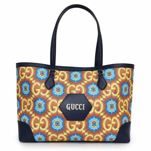 新品・未使用品）グッチ GUCCI 100周年 限定 トートバッグ GGカレイドスコーププリントスプリームキャンバス レザー イエロー  ネイビーの通販はau PAY マーケット - ブランドシティ | au PAY マーケット－通販サイト