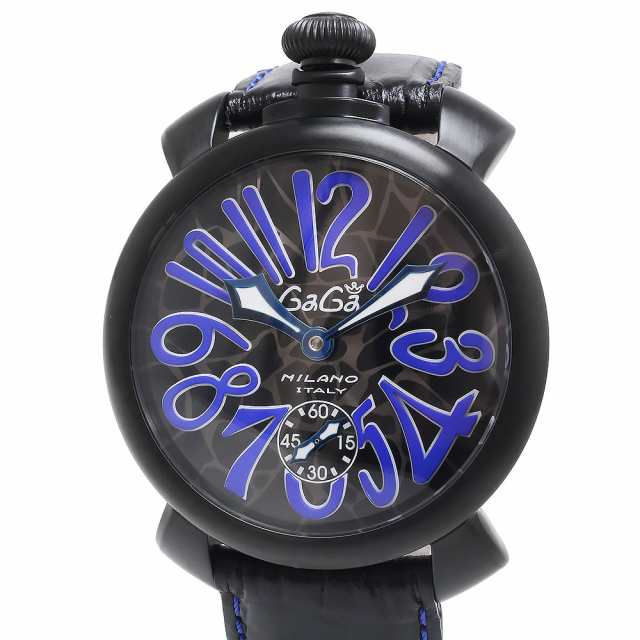 新品・未使用品）ガガミラノ GaGa MILANO マヌアーレ 48MM モザイク 手巻き 腕時計 型押しカーフレザー ブラック ブルー 黒 青  5012.MOの通販はau PAY マーケット - ブランドシティ | au PAY マーケット－通販サイト