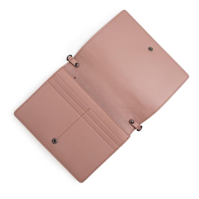 （新品・未使用品）ボッテガヴェネタ BOTTEGA VENETA イントレチャート チェーンウォレット 二つ折り財布 ショルダーバッグ 斜め掛け リボン ラムスキン レザー アイヤーズ ベコ ピンクベージュ 508752_2