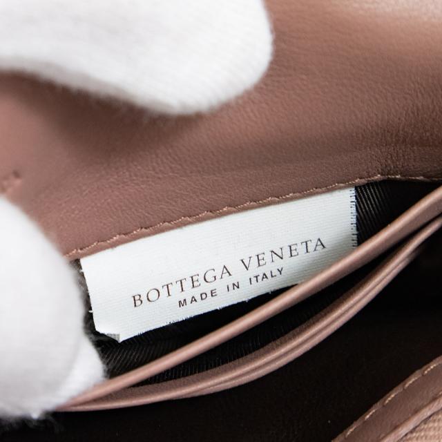 （新品・未使用品）ボッテガヴェネタ BOTTEGA VENETA イントレチャート チェーンウォレット 二つ折り財布 ショルダーバッグ 斜め掛け リボン ラムスキン レザー アイヤーズ ベコ ピンクベージュ 508752_8
