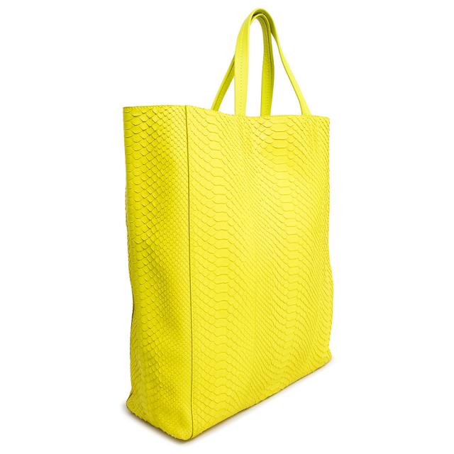 （中古）セリーヌ CELINE カバス トートバッグ ハンドバッグ パイソン エキゾチックレザー カーフスキン レザー イエロー 黄 164404_3